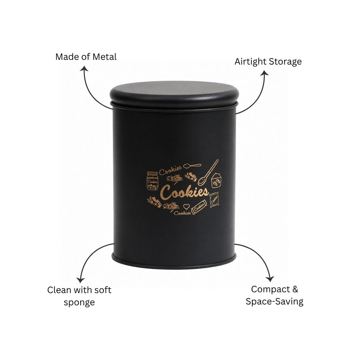 Casa Metal Cookie Jar Medium - Black