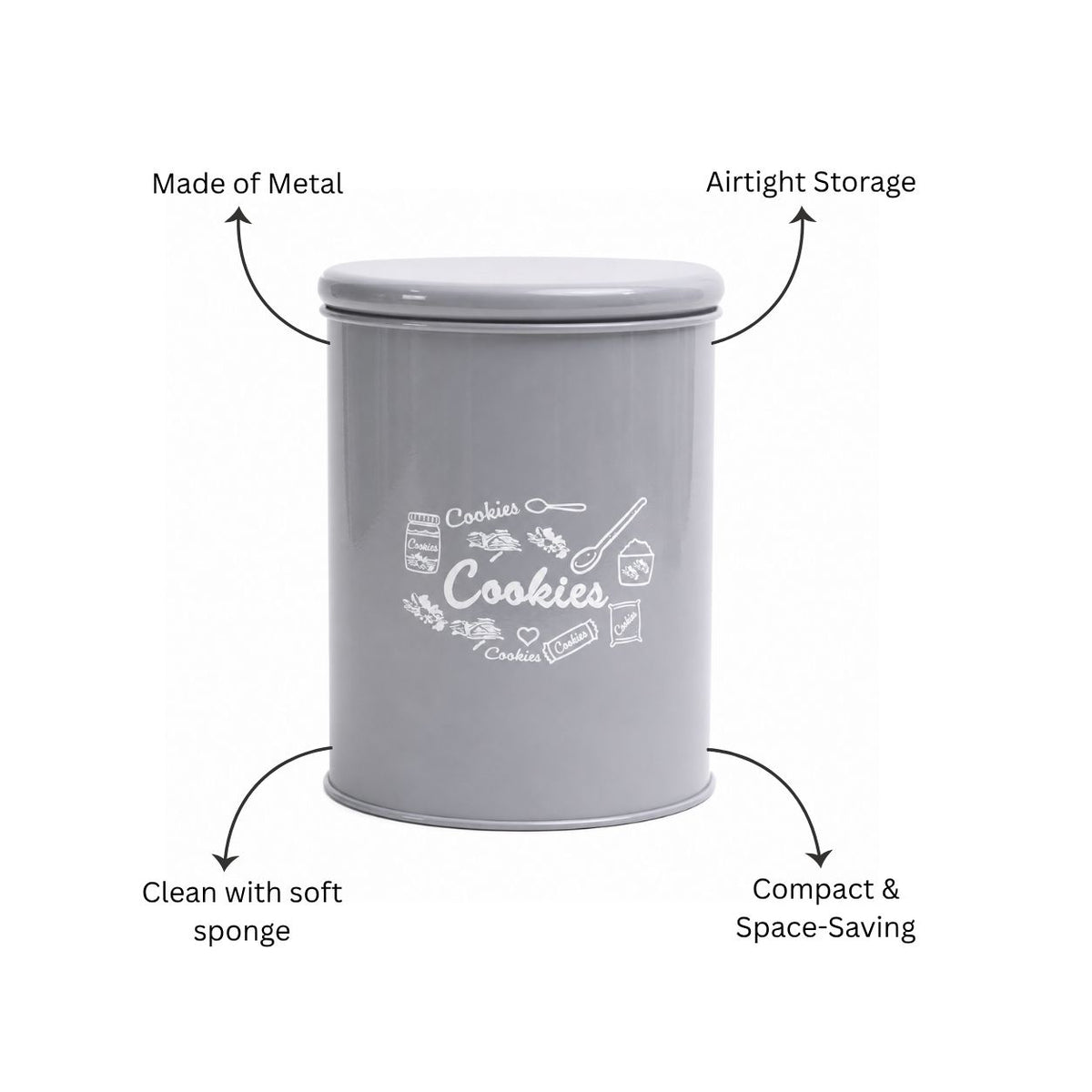 Casa Metal Cookie Jar Medium - Grey