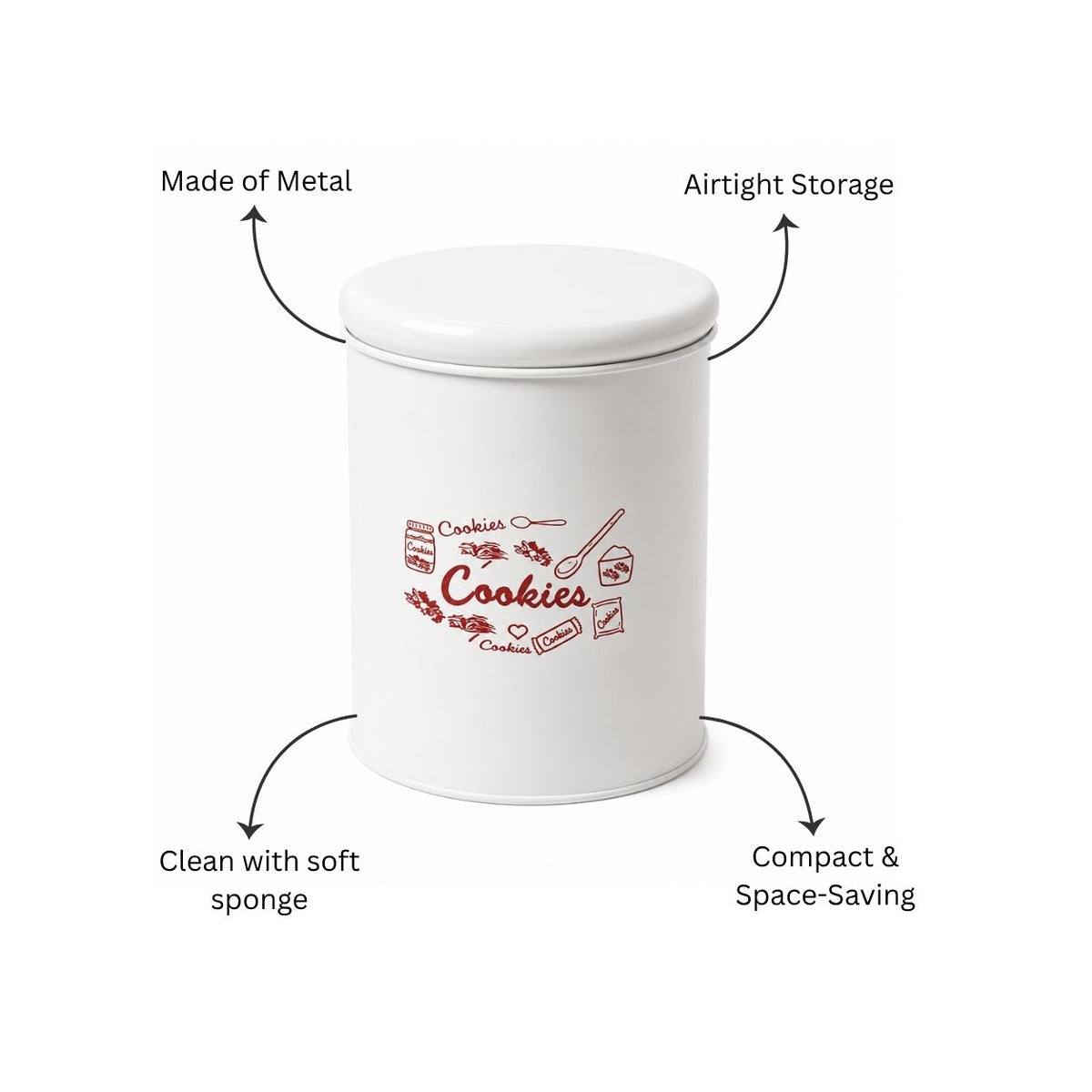 Casa Metal Cookie Jar Medium - White