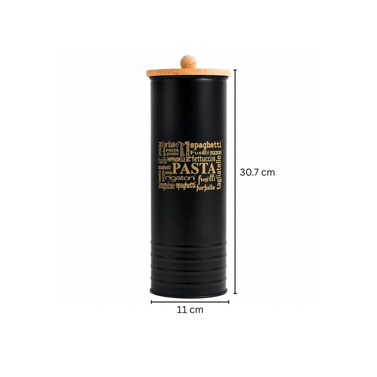Casa Metal Pasta Storage Jar - Black
