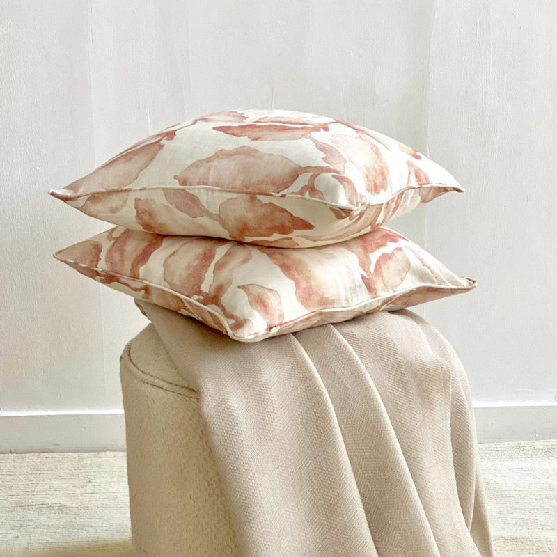 Cascade Linen Cushion Cover 45x45cm - Blush