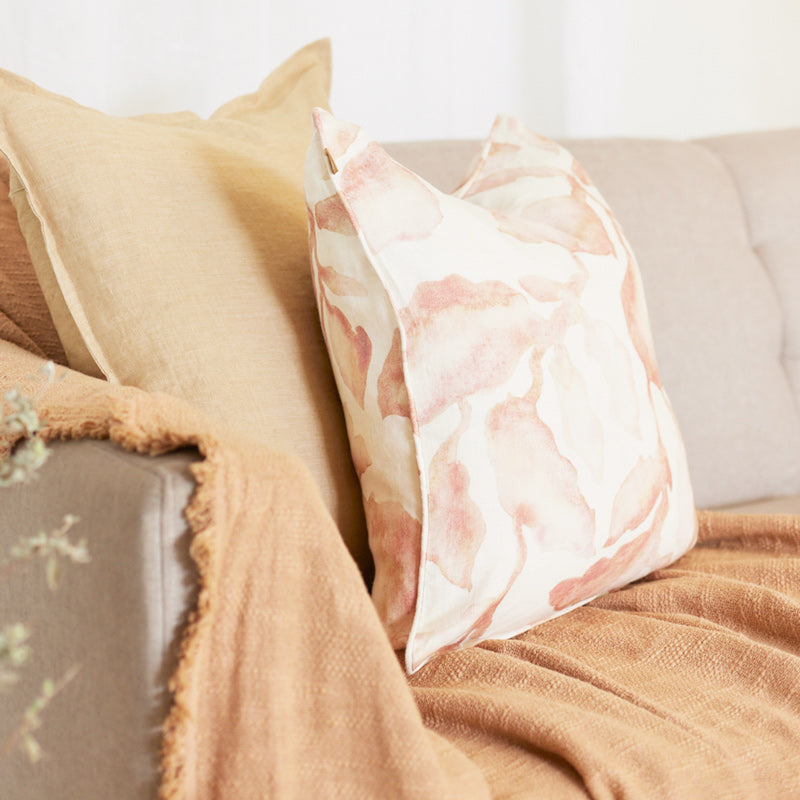 Cascade Linen Cushion Cover 45x45cm - Blush