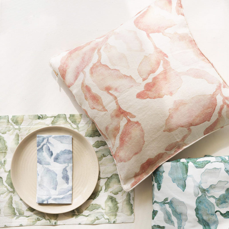 Cascade Linen Cushion Cover 45x45cm - Blush