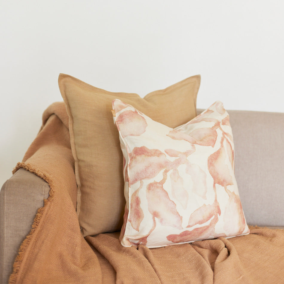 Cascade Linen Cushion Cover 45x45cm - Blush