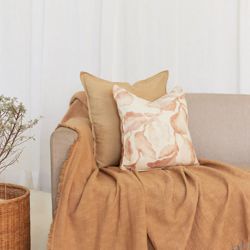 Cascade Linen Cushion Cover 45x45cm - Blush