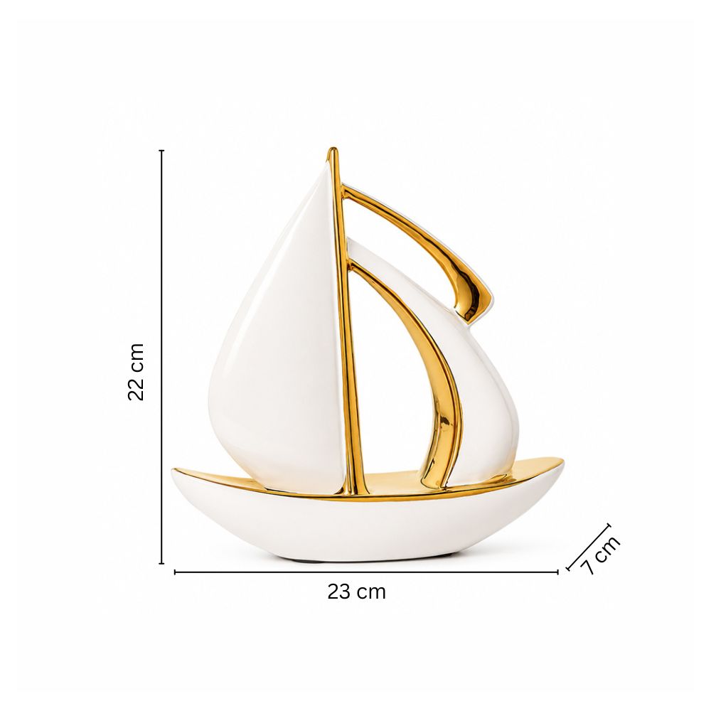 Catamaran Decorative Sculpture Medium - White Gold