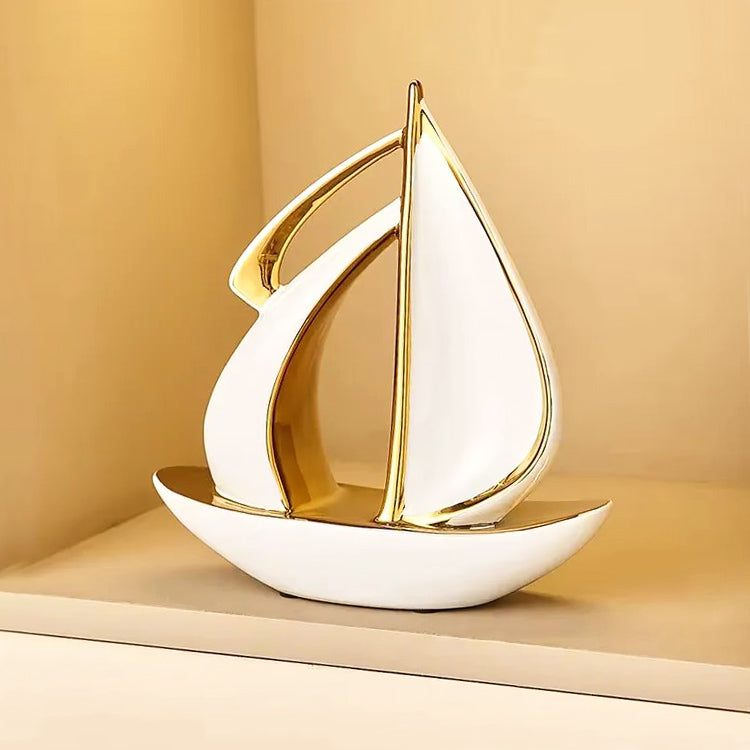 Catamaran Decorative Sculpture Medium - White Gold