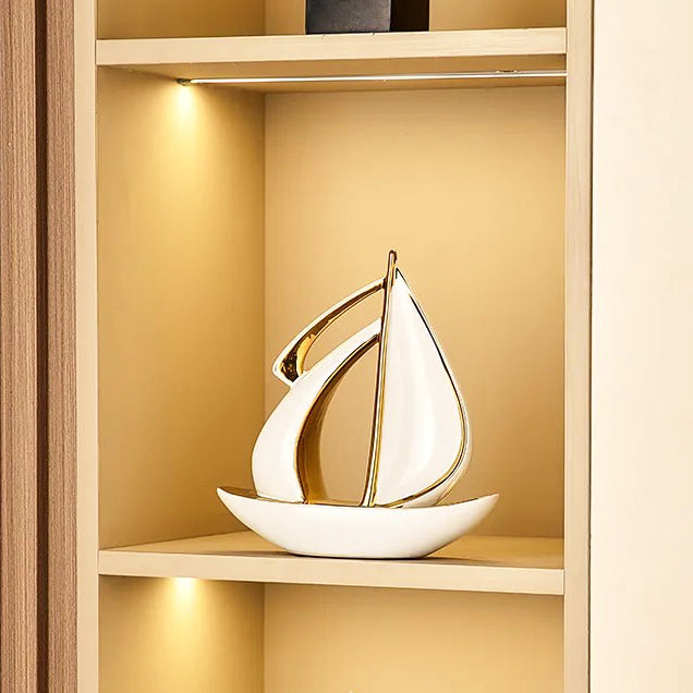 Catamaran Decorative Sculpture Medium - White Gold