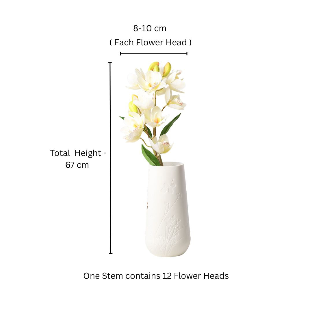Cattleya Orchid Faux Stem- Buttercream