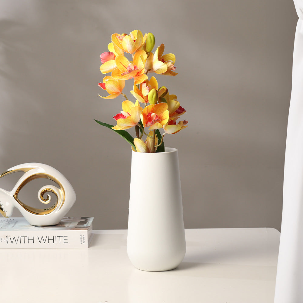 Cattleya Orchid Faux Stem - Sunset Orange