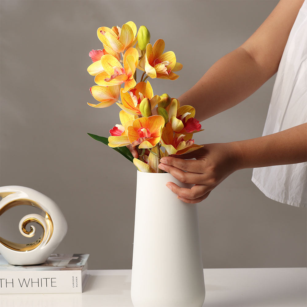 Cattleya Orchid Faux Stem - Sunset Orange