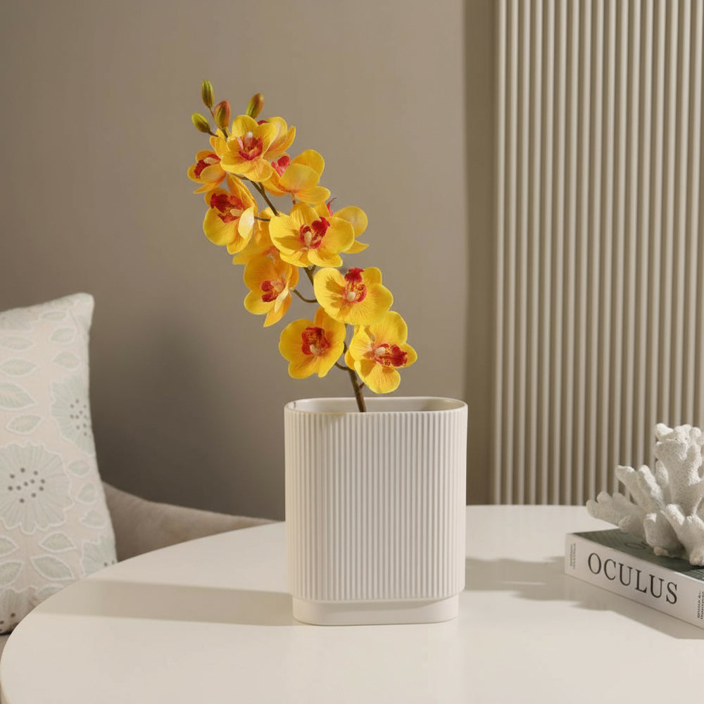 Cattleya Orchid Faux Stem - Sunset Orange