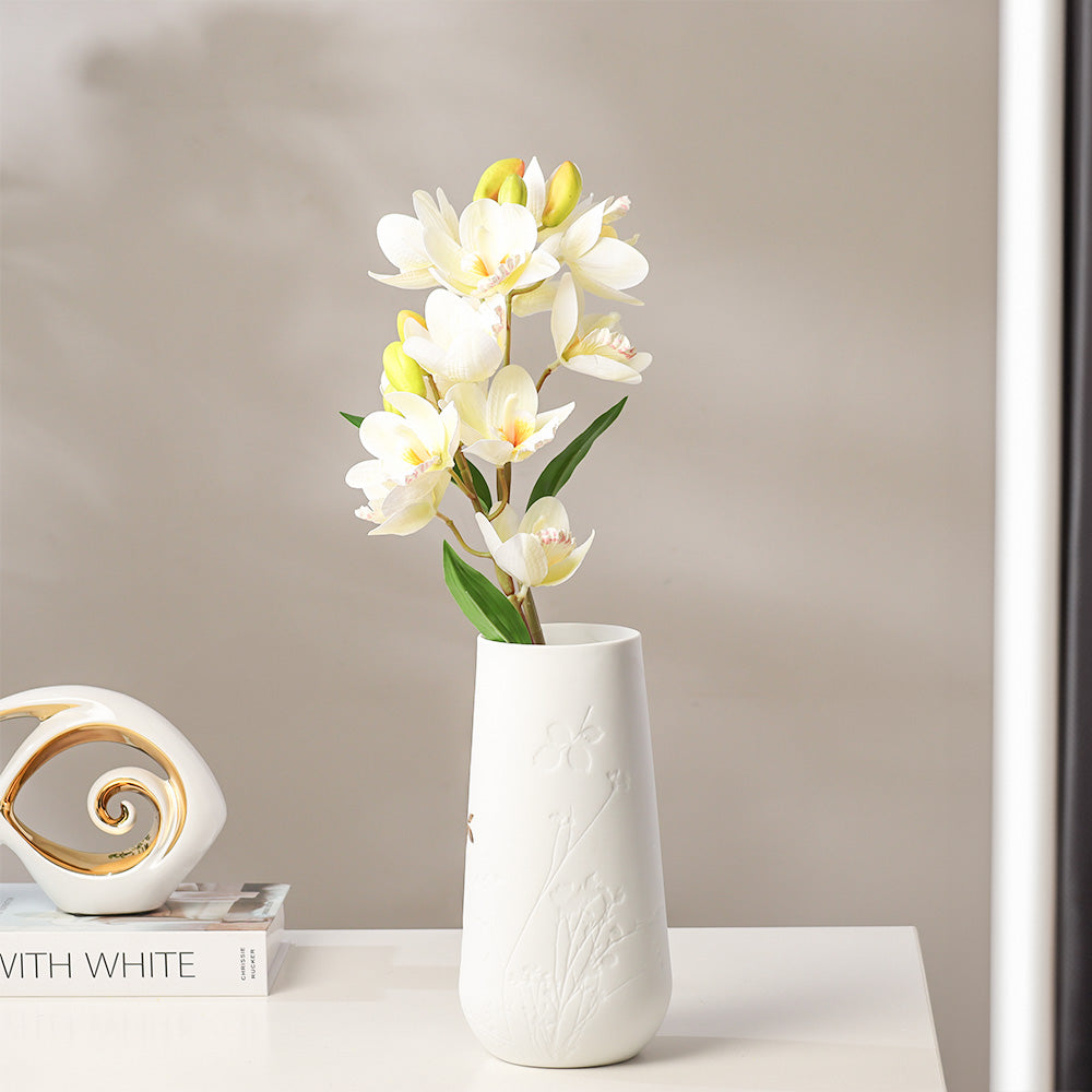 Cattleya Orchid Faux Stem- Buttercream