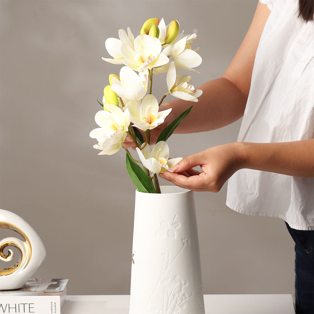 Cattleya Orchid Faux Stem- Buttercream