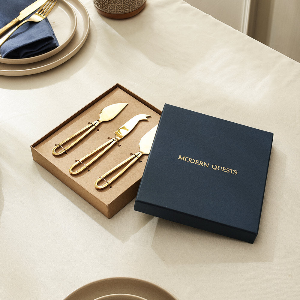 Cecil Cheese Knives, Set of 3 - Gold