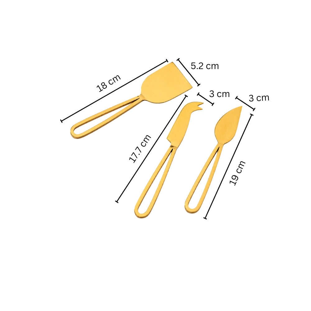 Cecil Cheese Knives, Set of 3 - Gold