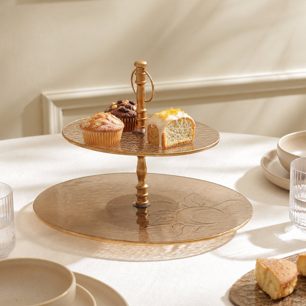 Celestial 2-Tier Serving Stand - Brown Gold