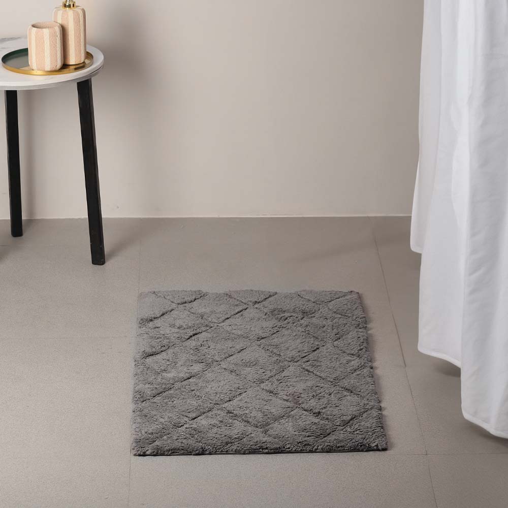 Celine Harlequin Tufted Bathmat - Grey