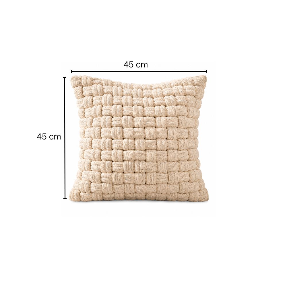 Celtic Weave Cotton and Jute Cushion Cover 45x45cm - Cream