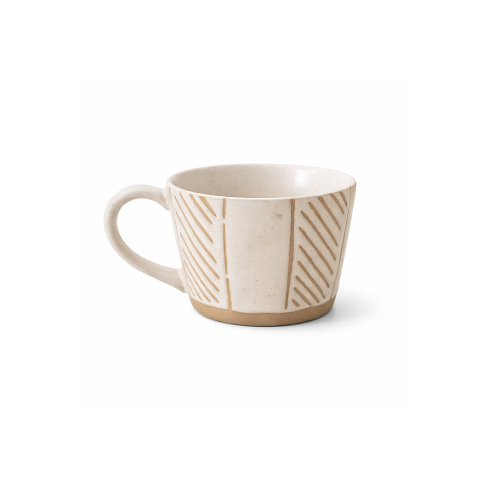 Ceramic Large Cup - Beige Lines