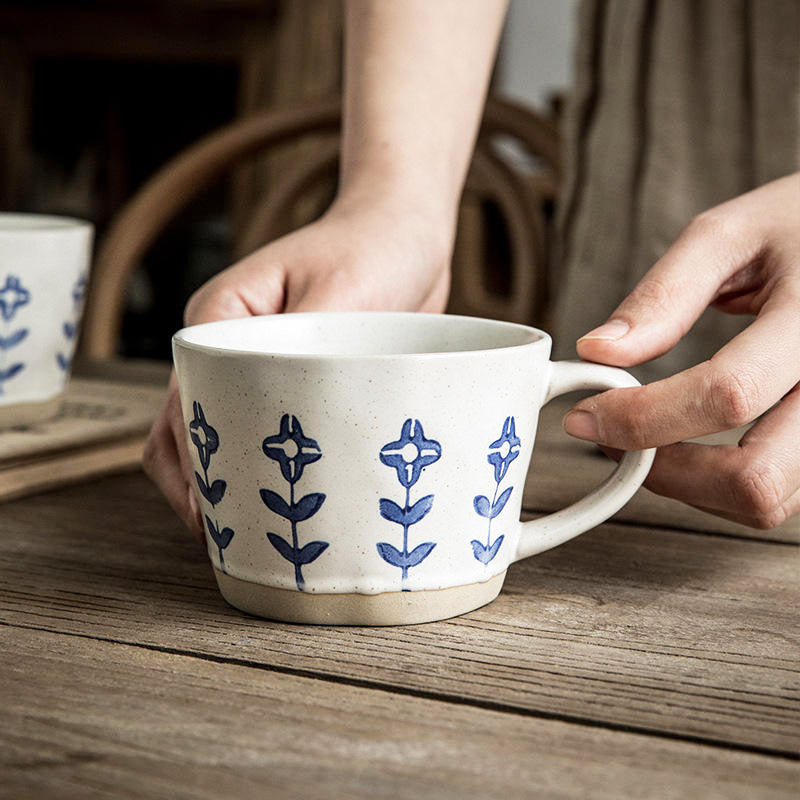 Ceramic Large Cup - Blue Flowers