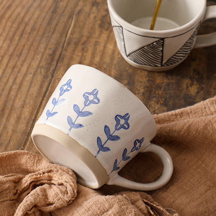 Ceramic Large Cup - Blue Flowers