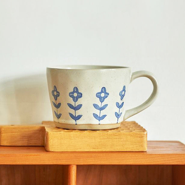 Ceramic Large Cup - Blue Flowers