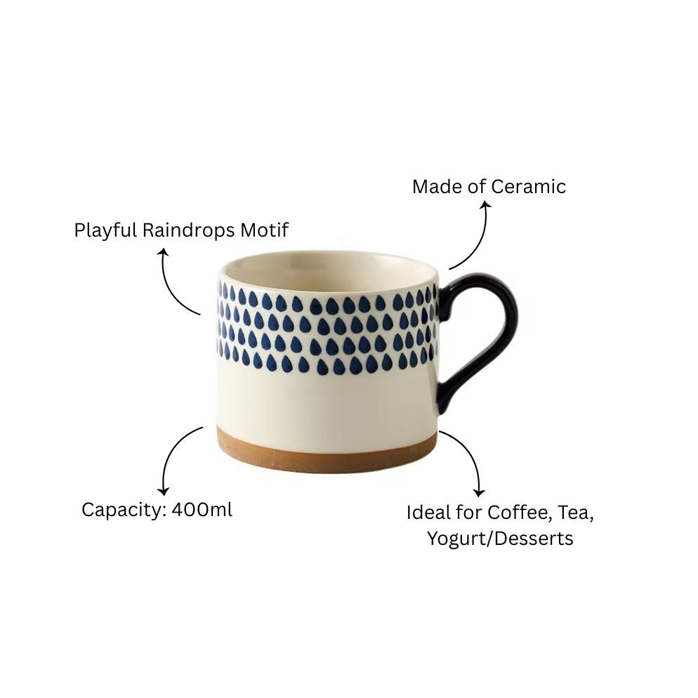 Ceramic Large Mug - Blue Raindrops