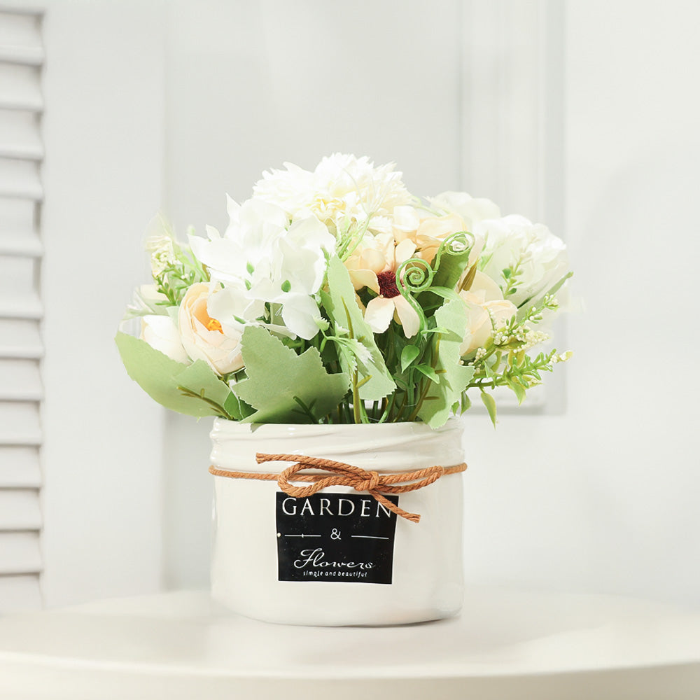 Ceramic Potted Planter Small - White Bunch