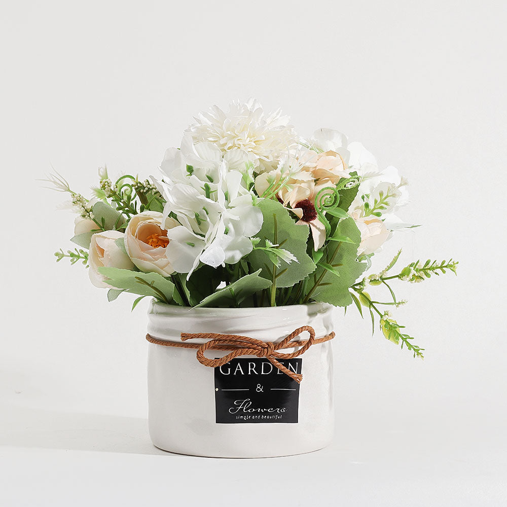 Ceramic Potted Planter Small - White Bunch