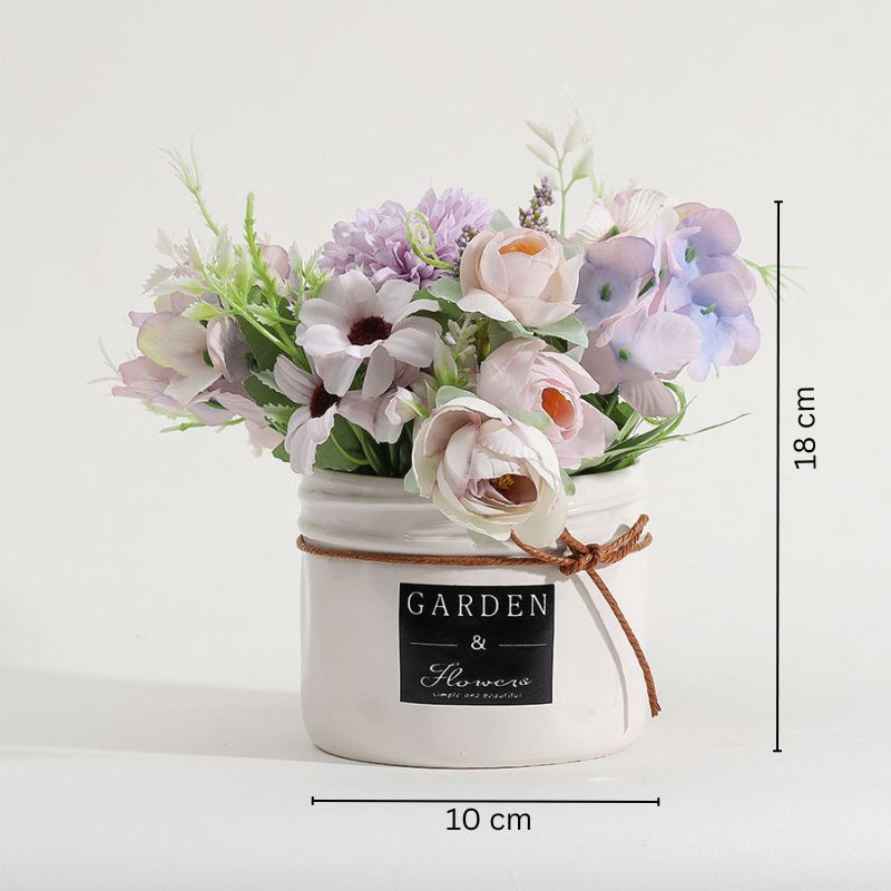 Ceramic Potted Planter Small - Purple Bunch