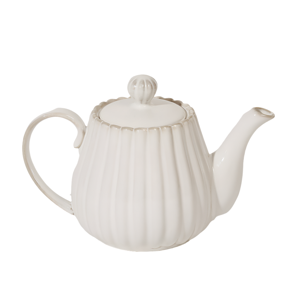 Scallop Ceramic Tea Pot 650ml - Ivory