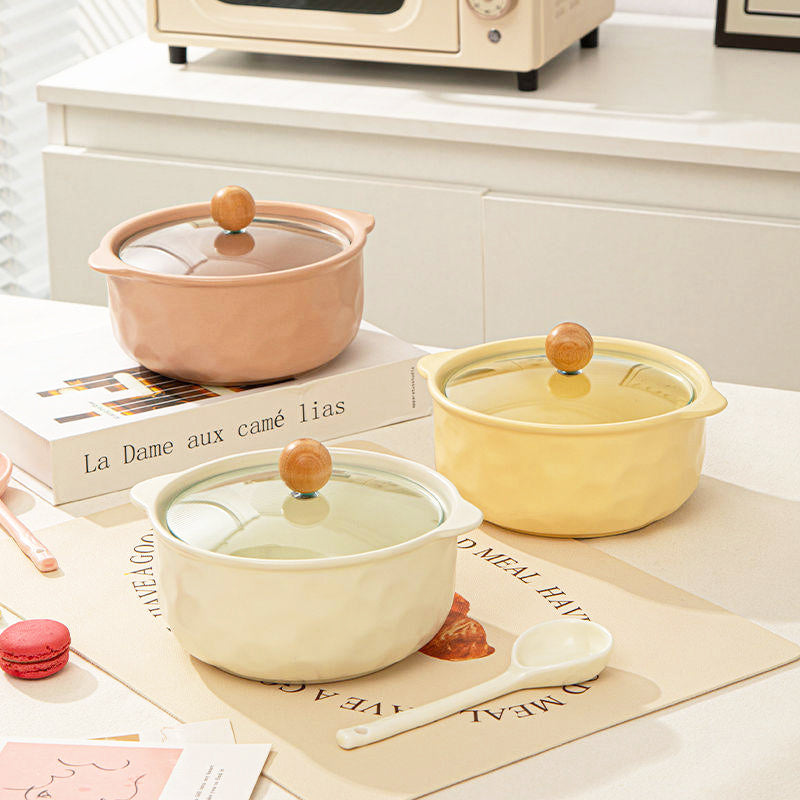 Roja Ceramic Serving Pot with Glass Lid - Pink