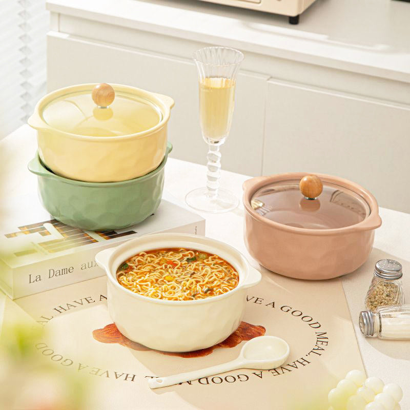 Roja Ceramic Serving Pot with Glass Lid - Pink