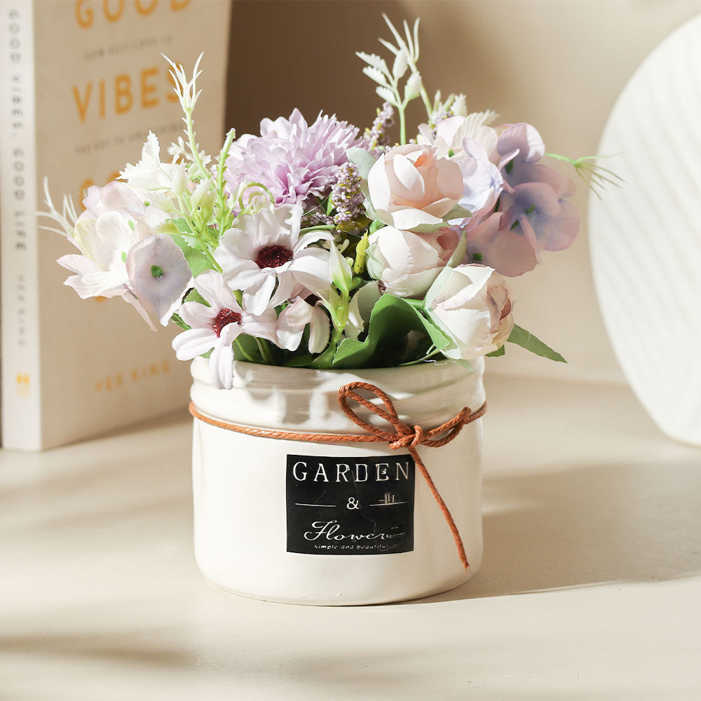 Ceramic Potted Planter Small - Purple Bunch