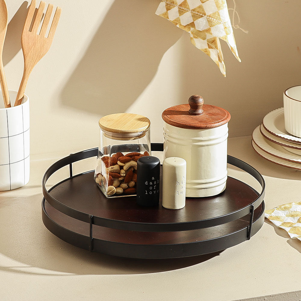 Kena Round Turntable - Brown Black