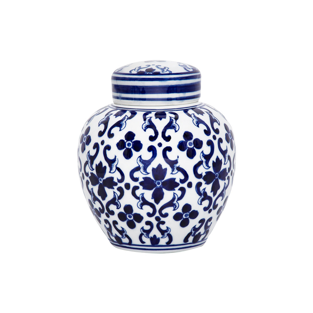 Chantilly Ginger Jar With Lid Short - Blue Mosaic