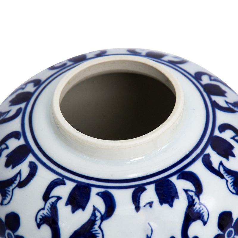 Chantilly Ginger Jar With Lid Short - Blue Mosaic