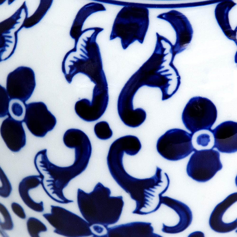 Chantilly Ginger Jar With Lid Short - Blue Mosaic
