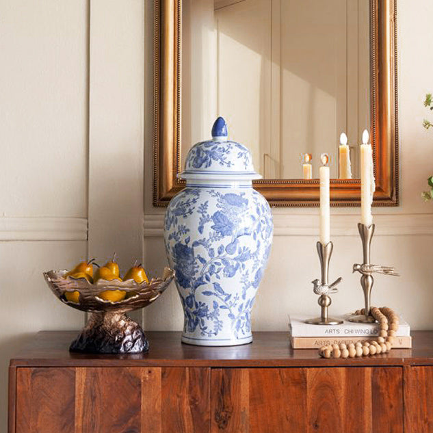 Chantilly Ginger Jar With Lid XL - Blue Flowers
