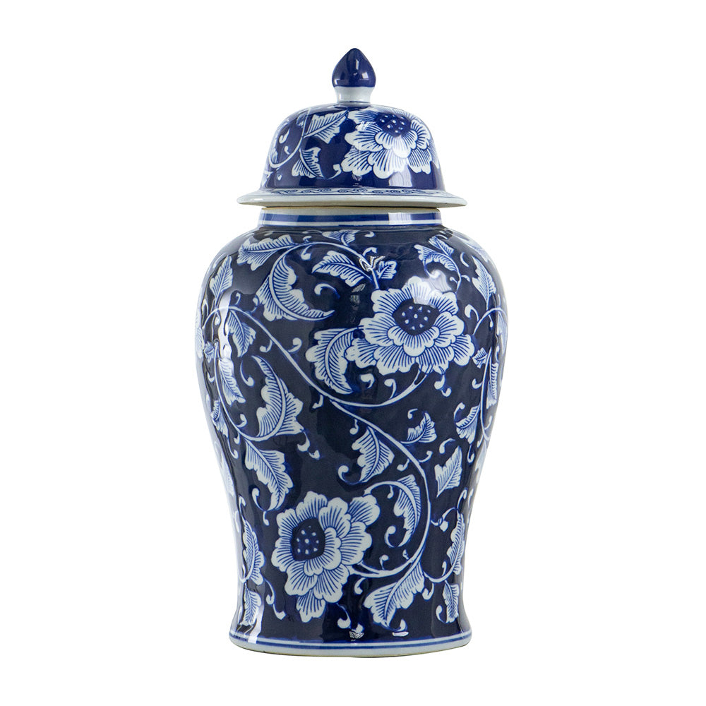 Chantilly Ginger Jar With Lid XL - Midnight Camellia