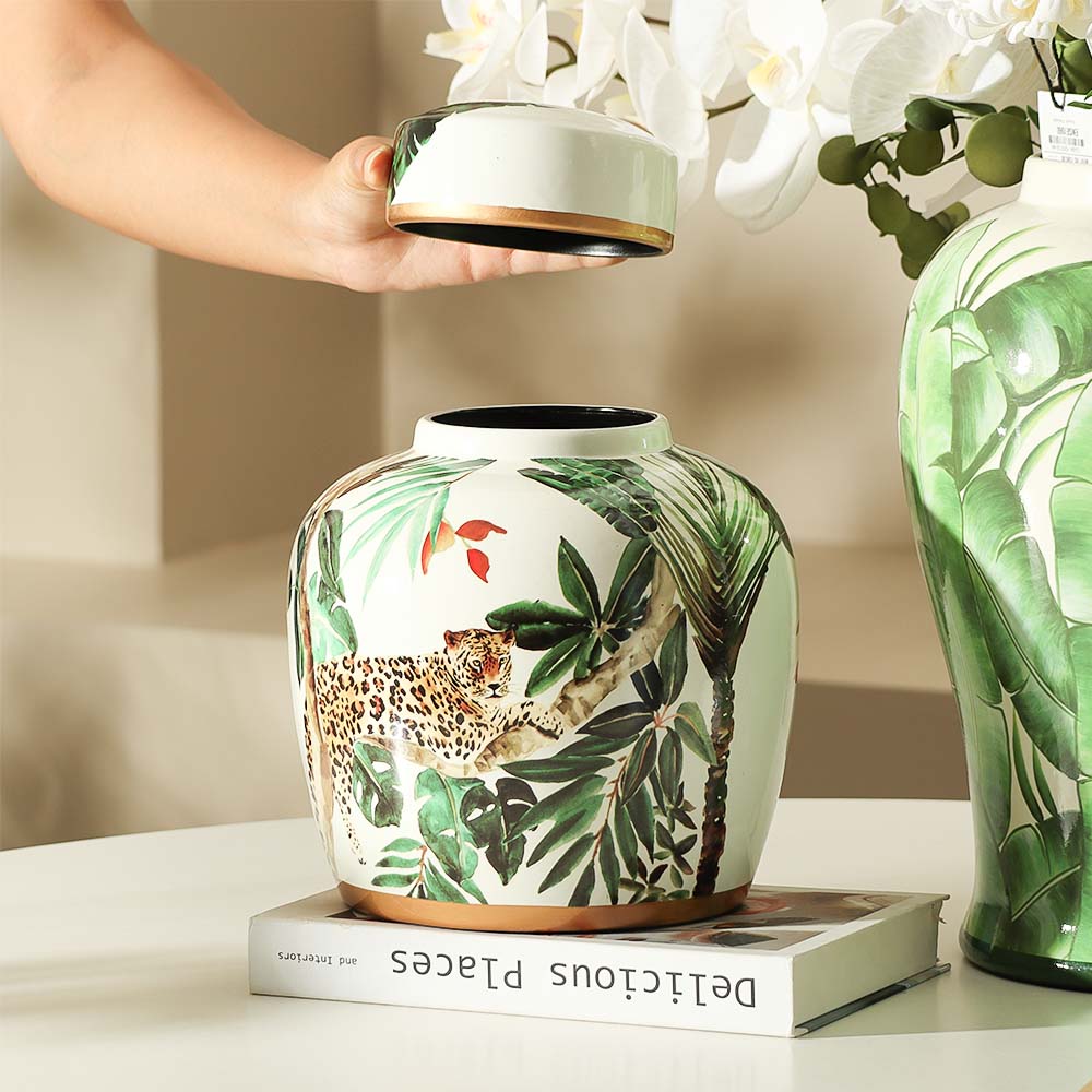 Chantilly Ginger Jar With Lid - Jaguar Jungle