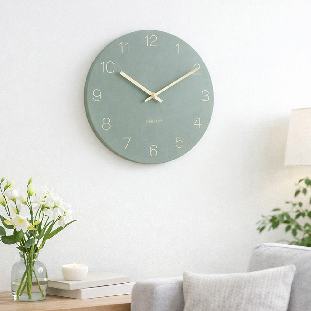 Charm Engraved Numbers Wall Clock 30cm - Jungle Green