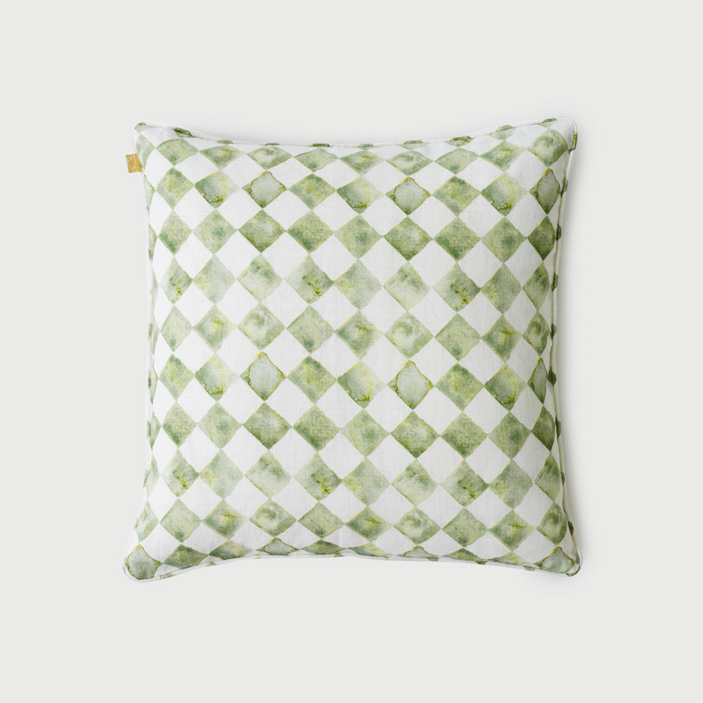 Checker Linen Cushion Cover 45x45cm - Green