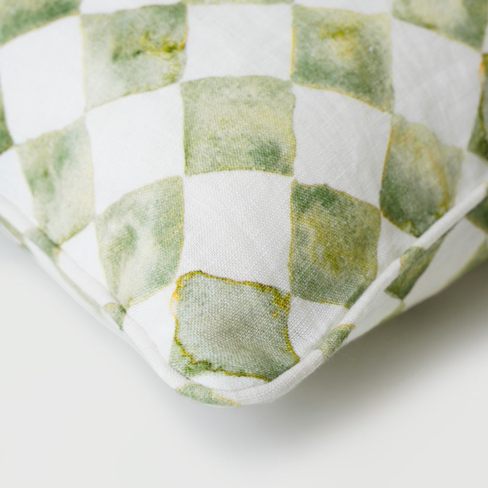 Checker Linen Cushion Cover 45x45cm - Green