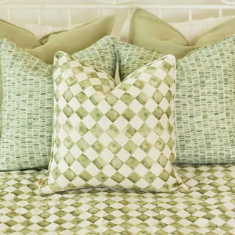 Checker Linen Cushion Cover 45x45cm - Green