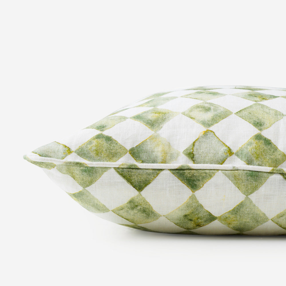 Checker Linen Cushion Cover 45x45cm - Green
