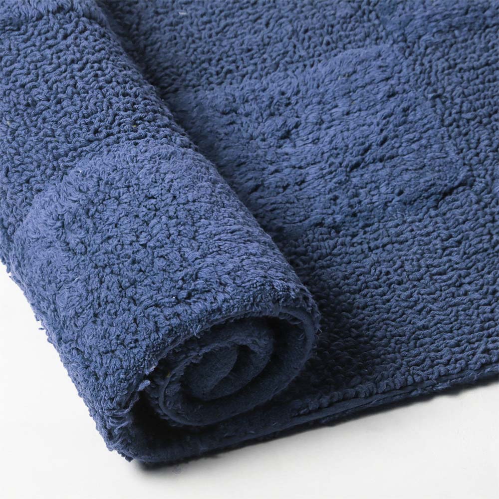 Checkered Reversible Tufted Bathmat - Azure Blue