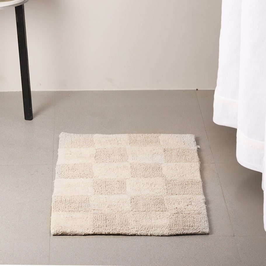 Checkered Reversible Tufted Bathmat - Taupe