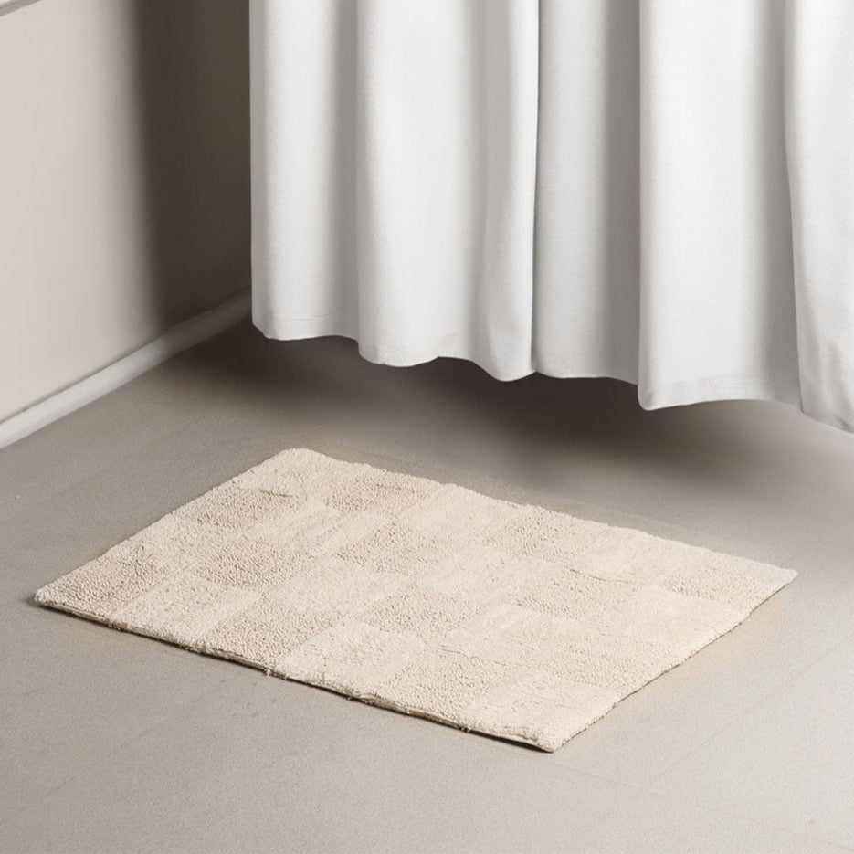 Checkered Reversible Tufted Bathmat - Taupe